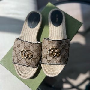 Women's GG matelassé canvas espadrille sandal